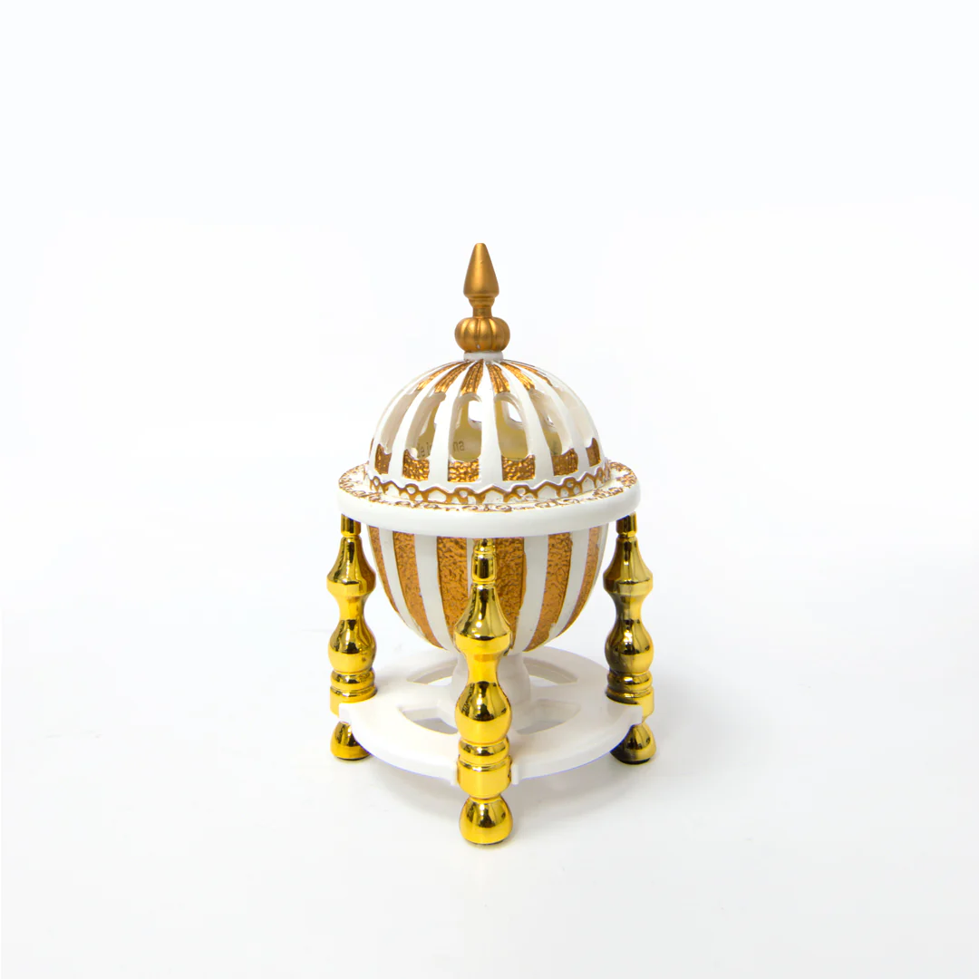 Decorative White and Gold Dome Burner MC802L