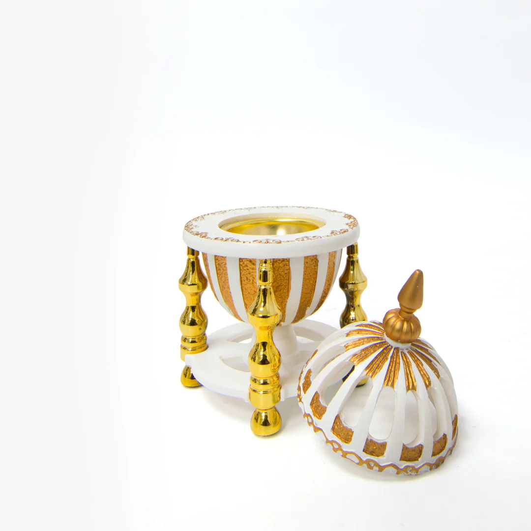 Decorative White and Gold Dome Burner MC802L - Image 2