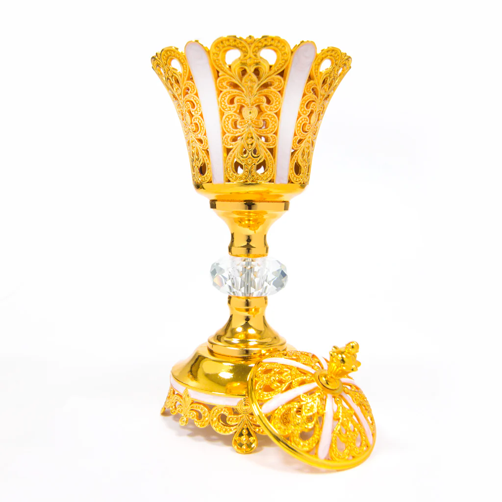Pearl White Enamel Gold Luxury Burner Large GIB032